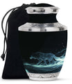 Celestial Wraith Wolf - Wolf Urn Large Memorial, Funeral Urn For Ashes