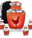 Chicken Theme Large Urn With 4 Keepsake Urn