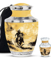 Cowboy Theme Large Urn With 1 Keepsake Urn
