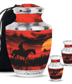 Cowboy Theme Large Urn With 2 Keepsake Urn