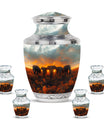 Elephant Family Theme Large Urn With 4 Keepsake Urn