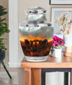 Elephant Family Theme Large Urn With 1 Keepsake Urn