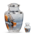 Deer Theme Large Urn With 1 Keepsake Urn