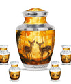 Deer Family Theme Large Urn With 4 Keepsake Urn