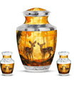 Deer Family Theme Large Urn With 2 Keepsake Urn