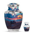 Motorcycle Theme Large Urn With 1 Keepsake Urn