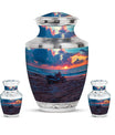 Motorcycle Theme Large Urn With 2 Keepsake Urn