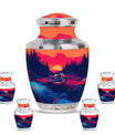 Motorcycle Theme Large Urn With 4 Keepsake Urn