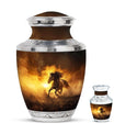 Horse Theme Large Urn With 1 Keepsake Urn