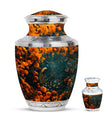 Peacock Theme Large Urn With 1 Keepsake Urn