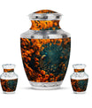 Peacock Theme Large Urn With 2 Keepsake Urn