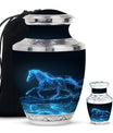 Runing Horse Theme Large Urn With 1 Keepsake Urn