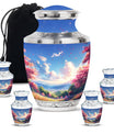 Sunset Theme Large Urn With 4 Keepsake Urn