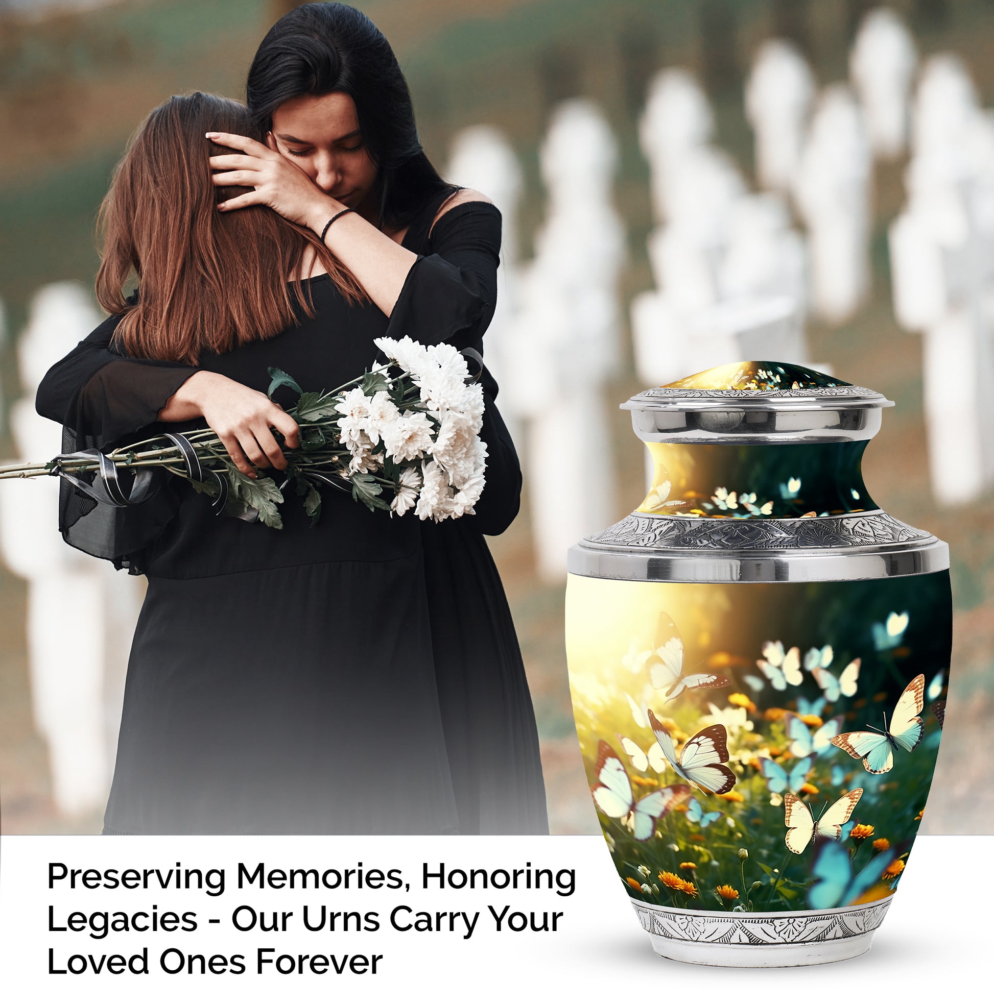 Butterflies Fly In A Meadow Funeral Urns Size 10inch