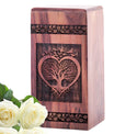 Large wood Tree of Life urn for men's ashes, made from biodegradable material suitable for cremations