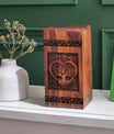 Large wood Tree of Life urn for men's ashes, made from biodegradable material suitable for cremations