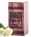 Handcrafted Deer Funerary Urn made from Wood, suitable for Adult Men's Ashes