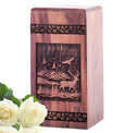 Large wooden Deer Urn, ideal funeral urn for adult ashes. Suitable for Dad's cremation.