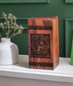 Stylish, large wooden urn for human ashes, ideal for adult male or female, known as Cardinal urn.