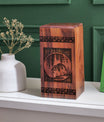 Hand-crafted bear shaped wooden urn for human ashes, ideal for adult female cremation, specifically mothers' burial