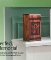 Wooden large Jesus urn, ideal for adult female cremation ashes, well-crafted funeral urn