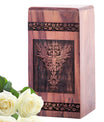 Large, unique wood Jesus Urn, a distinctive choice for adult man ashes or mom ashes, crafted for cremation purposes.