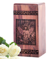 Quality wooden Jesus urn suitable for men's cremation ashes