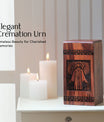 Large Jesus urn crafted from wood, suitable for adult human ashes, ideal for cremation or burial purposes