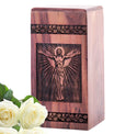 Large wooden Jesus urn for cremation ashes, suitable for adult female mom burial