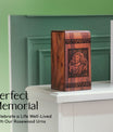 Large wooden cremation urn with Jesus design, a funeral urn for adult men ashes, suitable for mom too