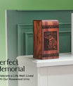 Large elephant designed wooden urn for cremation, suitable for human ashes and adult burial