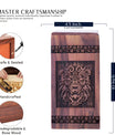 Artistic Lion themed cremation urn, wooden memorial urn for women's ashes, featured in mosaic design