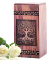 Engraved wooden Tree of Life urn for human ashes, ideal memorial urn for mom, and suitable for adult ashes burial