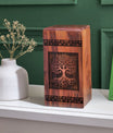 Engraved wooden Tree of Life urn for human ashes, ideal memorial urn for mom, and suitable for adult ashes burial