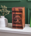 Elegant Tree Of Life Wooden Urn for men's ashes, ideal cremation urn for adults