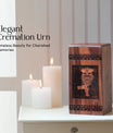 Adult male wooden cremation urn for human ashes, designed as a decorative burial urn