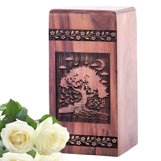 Biodegradable Tree of Life urn, suitable for adult woman's ashes post cremation.