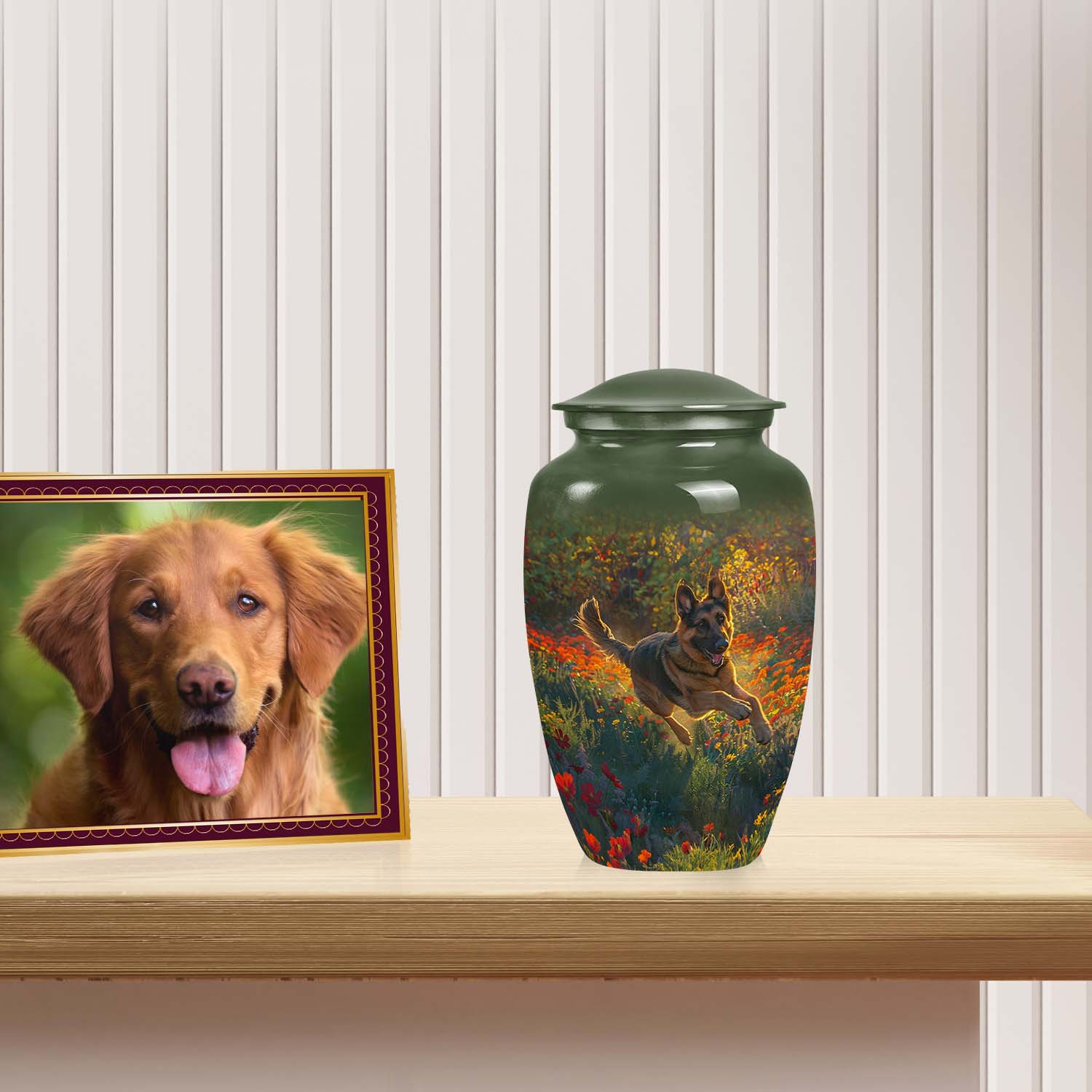 Flower Fields Joy German Shepherd Small Urn