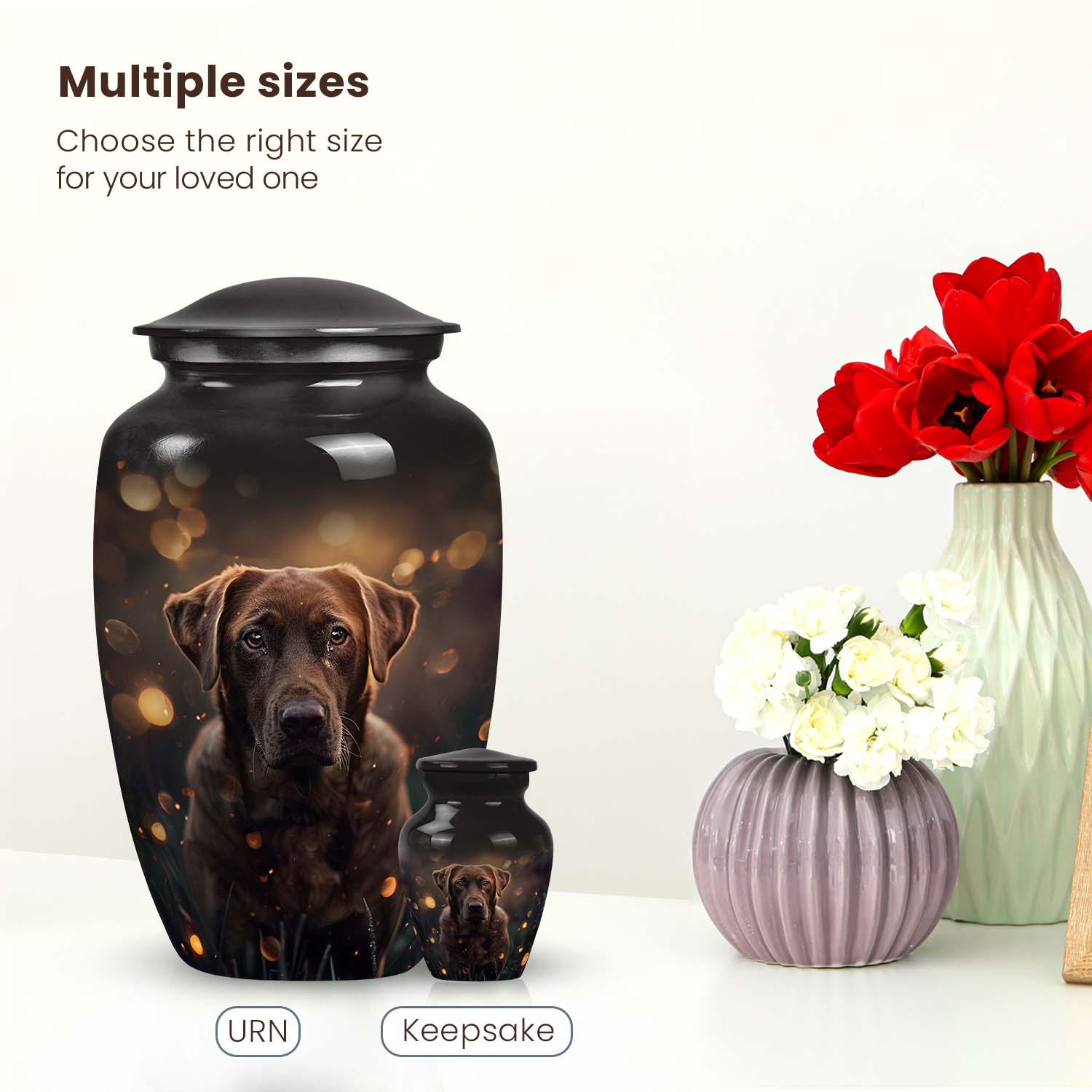 Chocolate Labrador Dog Pet Cremation Urn For Ashes