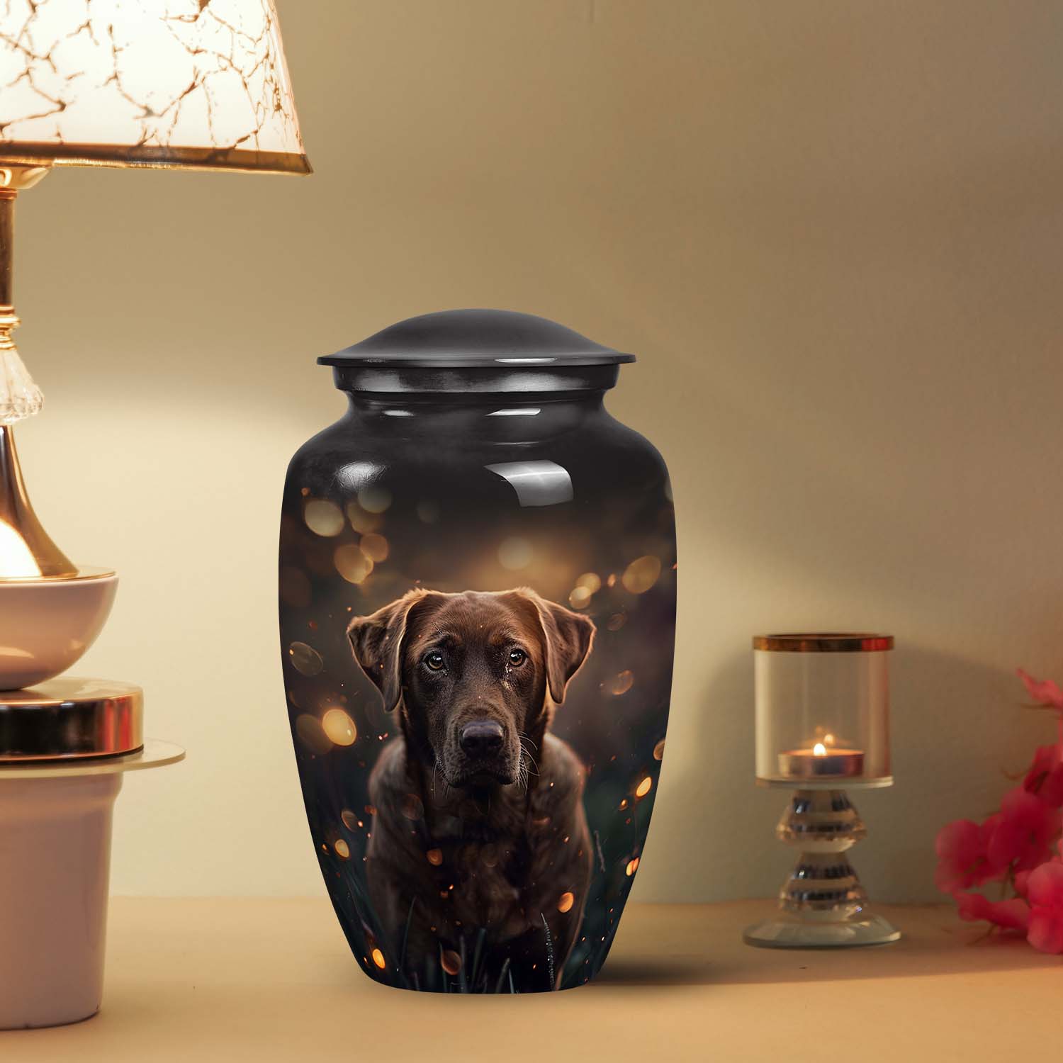 Chocolate Labrador Dog Pet Cremation Urn For Ashes