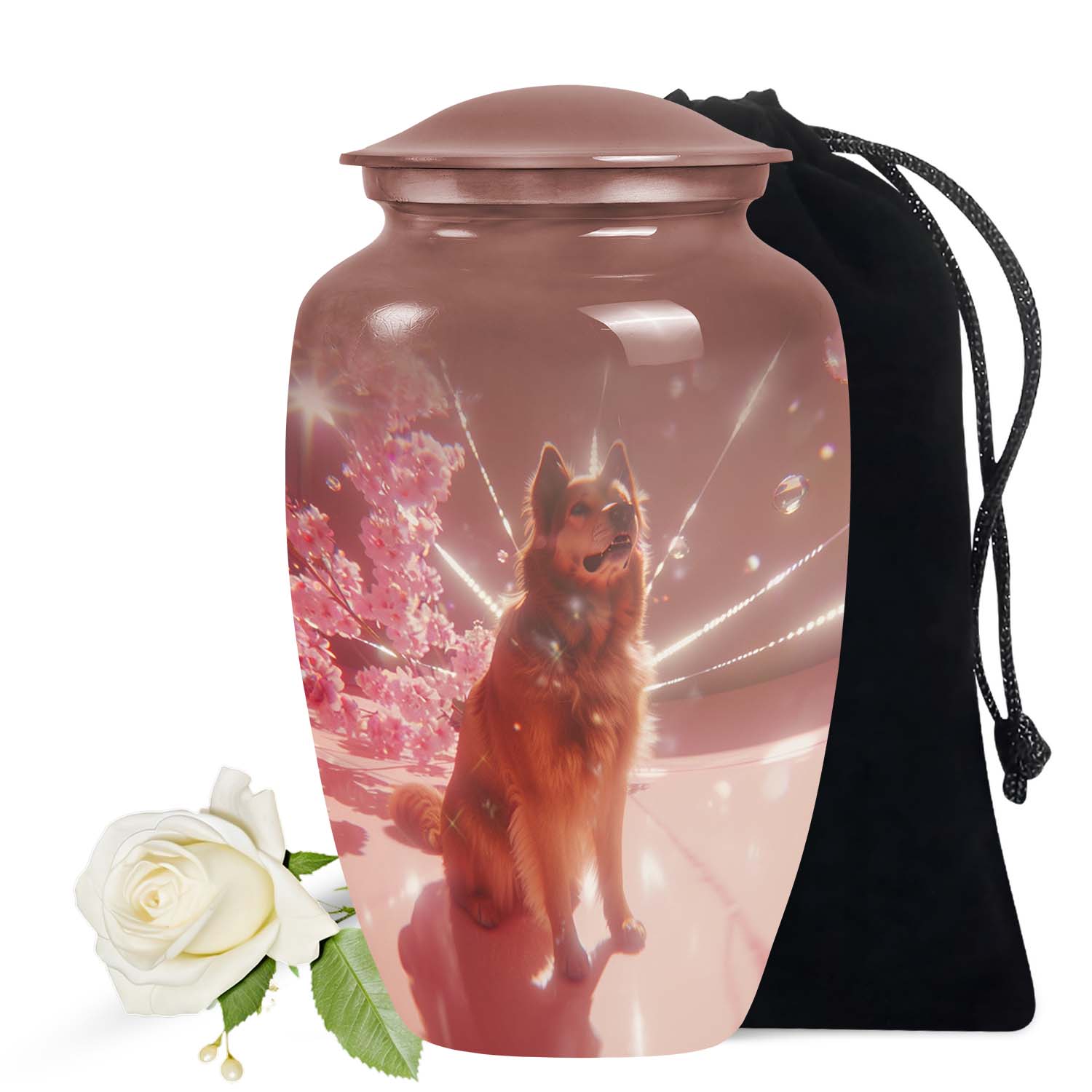 Brown Shepherd Dog Pet Cremation Urn for Ashes