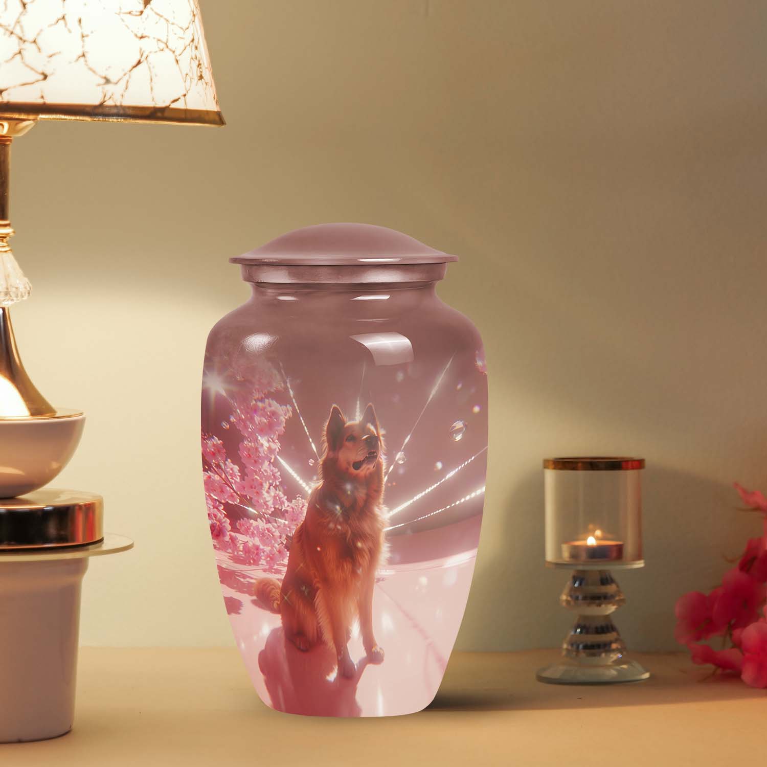 Brown Shepherd Dog Pet Cremation Urn for Ashes