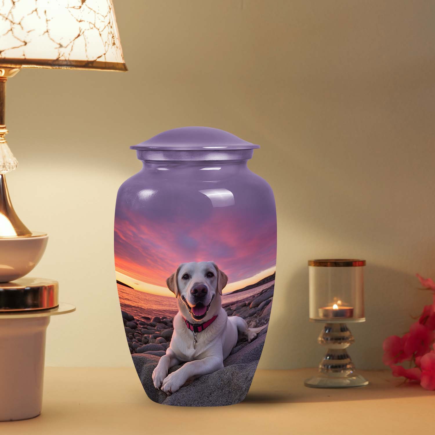 Labrador Dog Sunset Memorial Container For Ashes