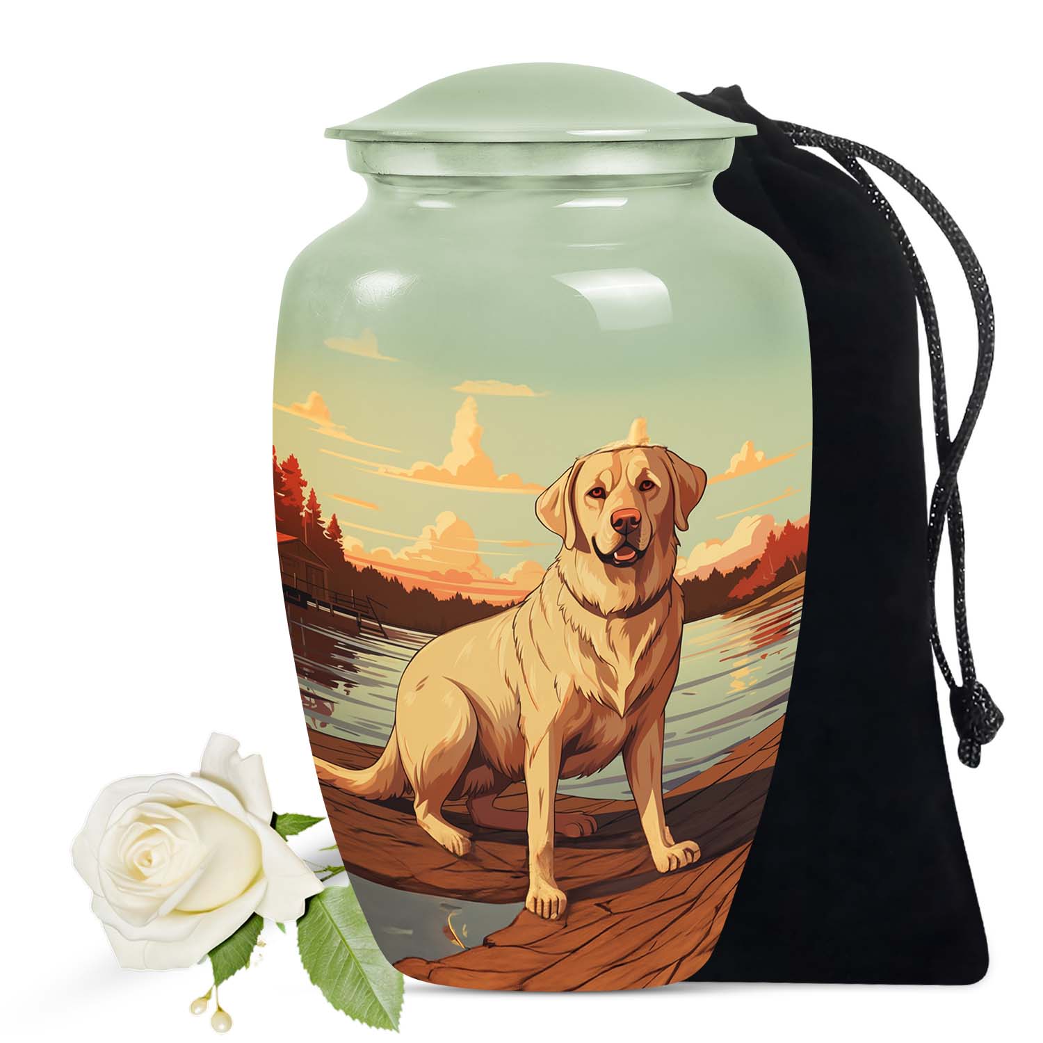 Lakeside Sunset Labrador Retriever Memorial Urn