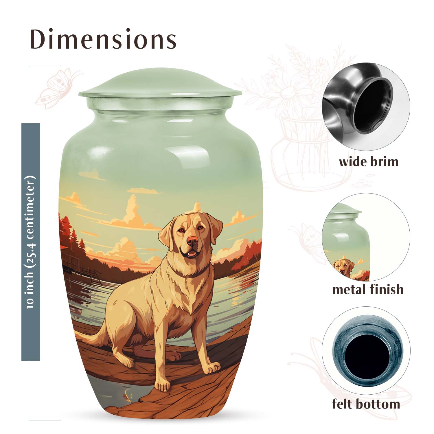 Lakeside Sunset Labrador Retriever Memorial Urn