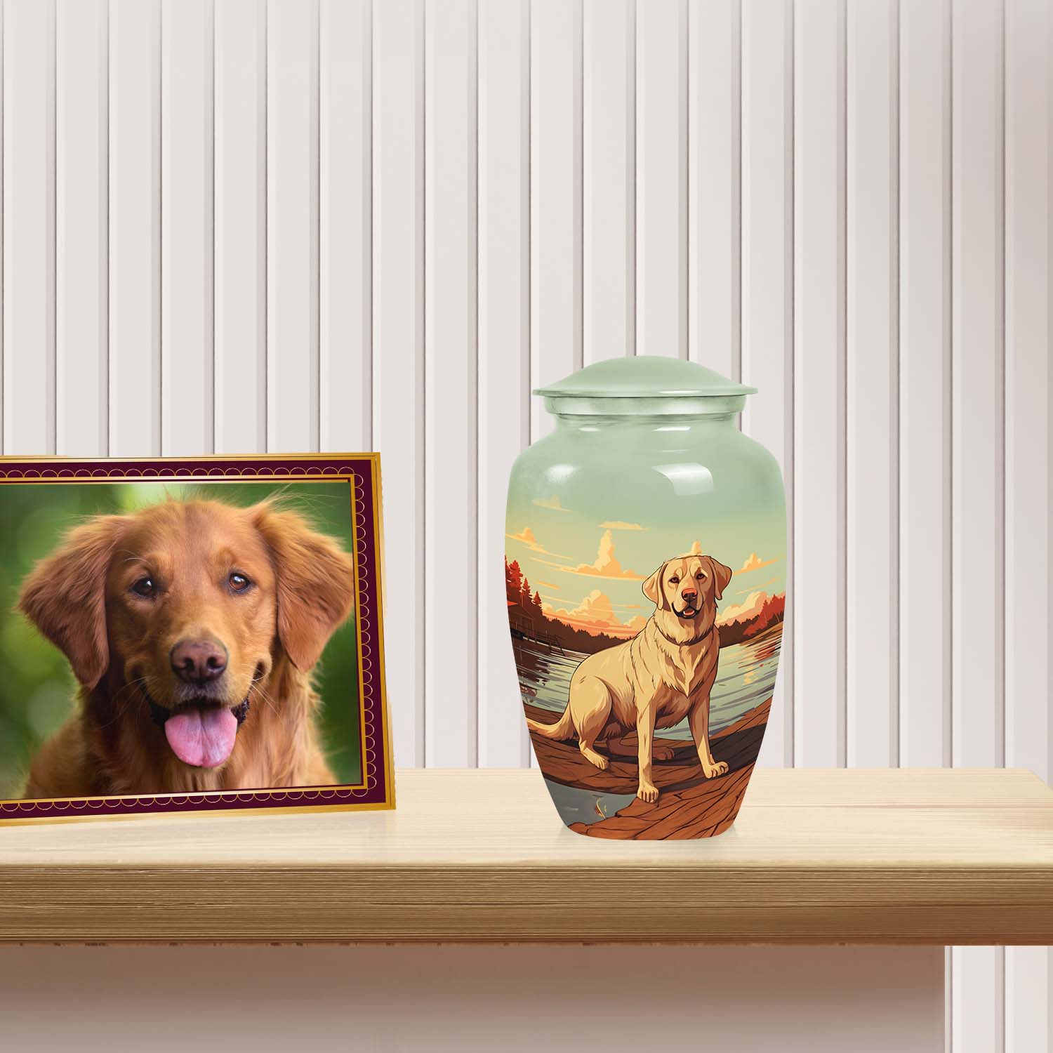 Lakeside Sunset Labrador Retriever Memorial Urn