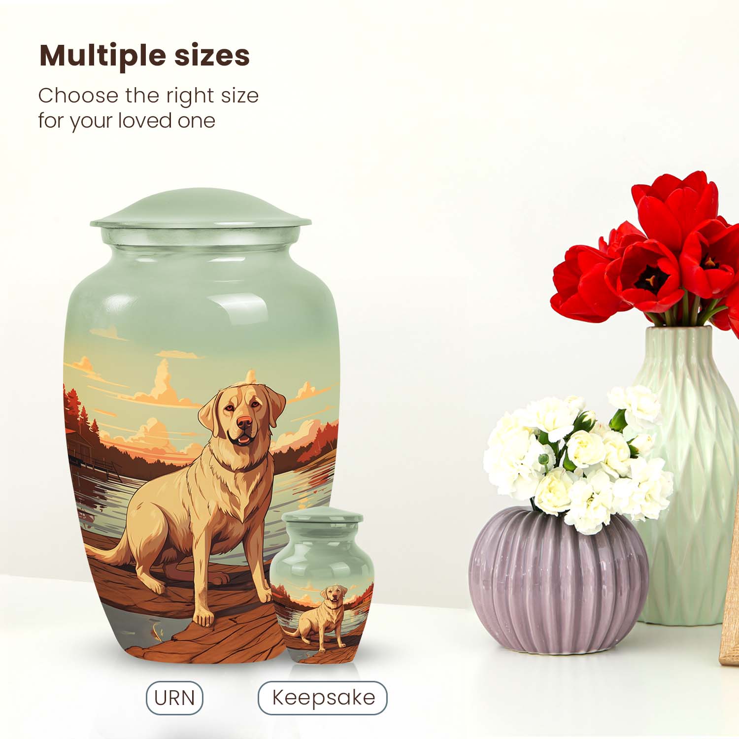 Lakeside Sunset Labrador Retriever Memorial Urn