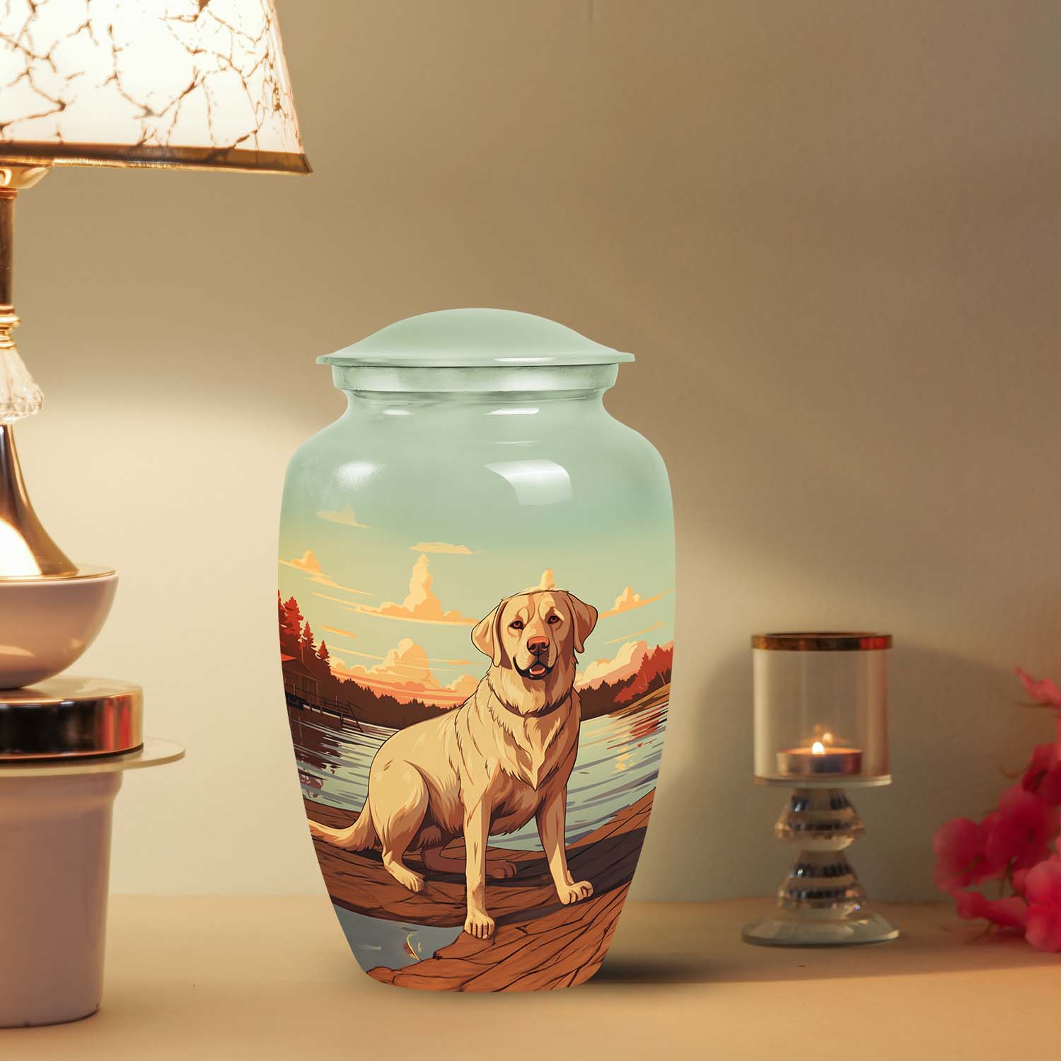 Lakeside Sunset Labrador Retriever Memorial Urn