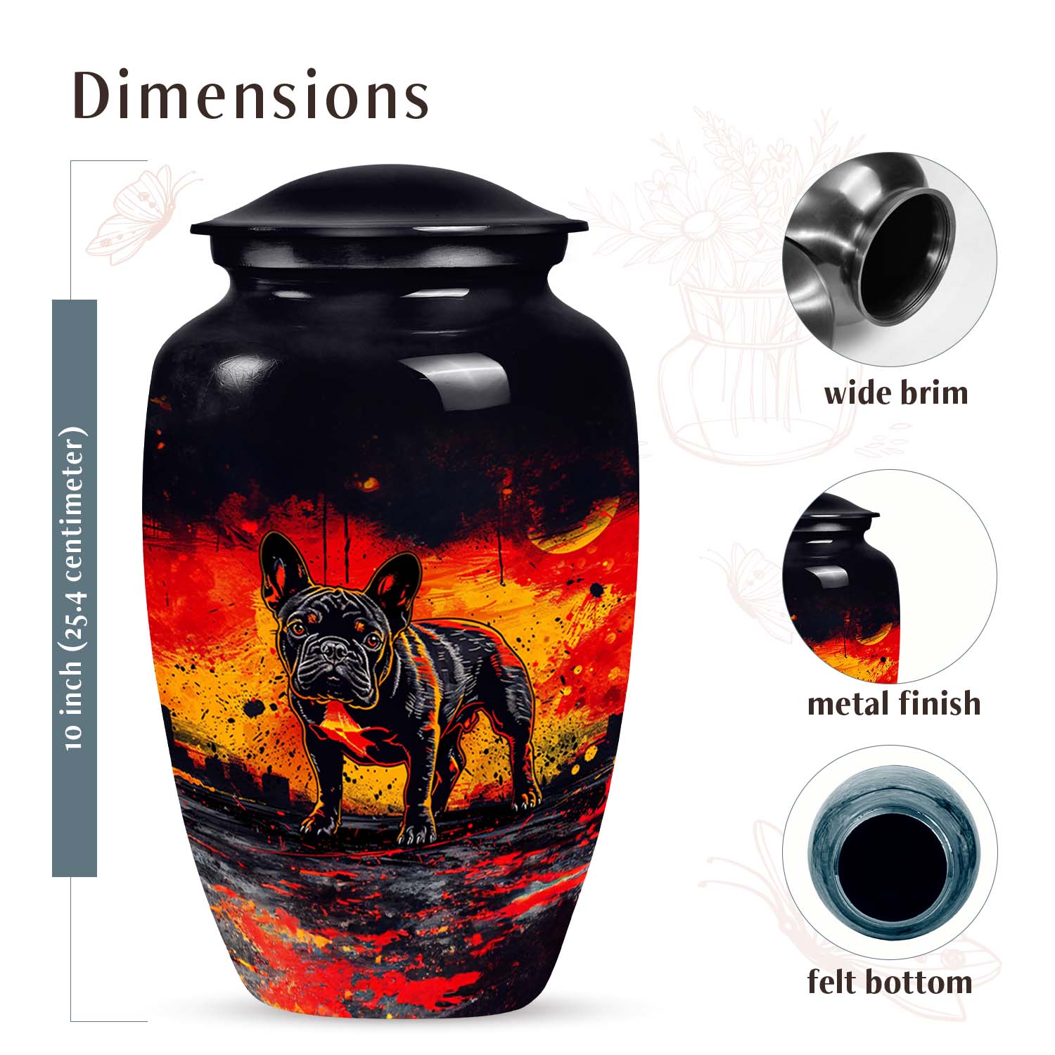 French Bulldog Sunset Blaze Tribute Urn Dog Memorial