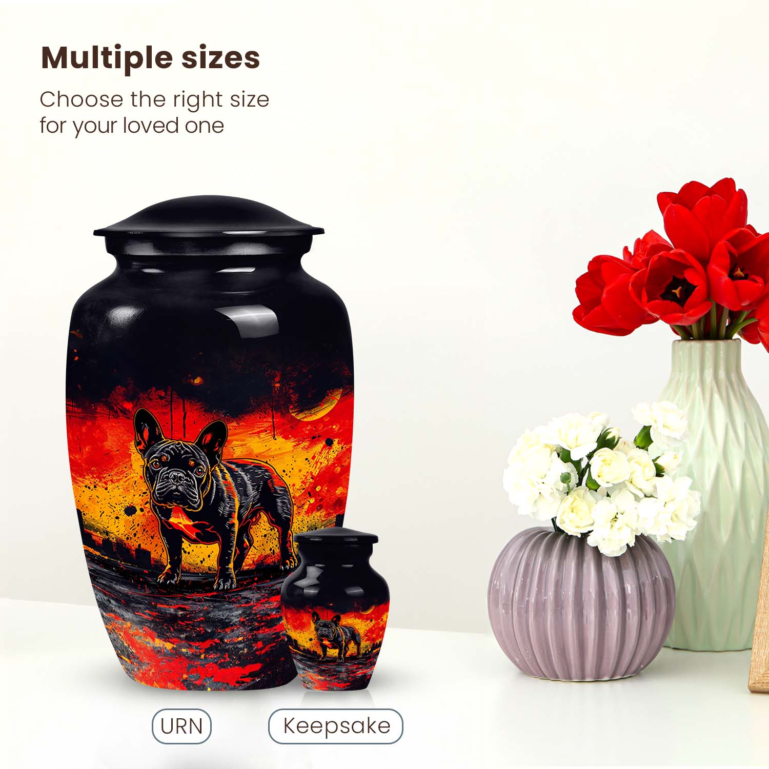 French Bulldog Sunset Blaze Tribute Urn Dog Memorial